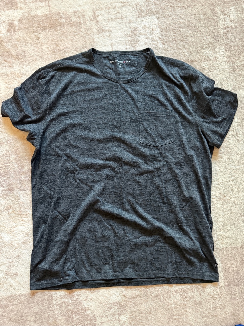 John Varvatos Star USA Charcoal Heather Burnout Pocket Tee XXL